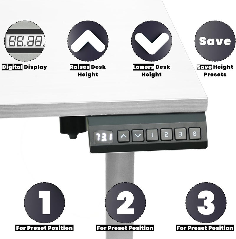 RIGID Electric Height Adjustable Table - Ergonomic Sit Stand Desk, White - Image 5